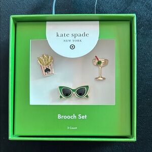 Kate Spade Green and Gold Brooch Set